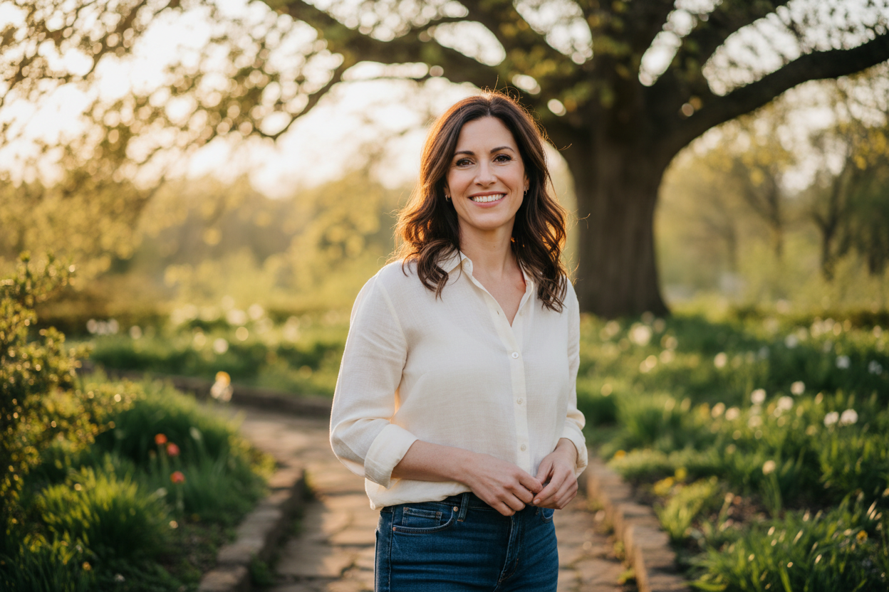Brunette woman in her 40s - casual style